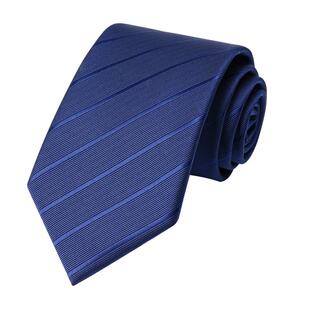 领带男拉链式正装结婚新郎蓝色条纹高级感手打懒人商务西装衬衫潮