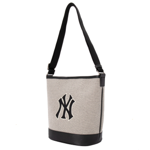 MLB包水桶包黑白撞色托特包2025冬季新款纽约洋基队单肩包斜挎包