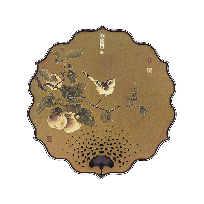 独家高温黄铜彩烧莲花禅意茶盘