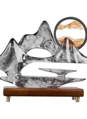 国风山水墨染新中式流沙画摆件