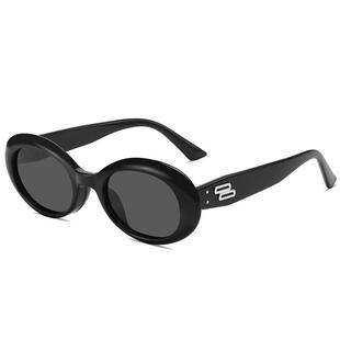 2025新款欧美复古白色墨镜女高级感防晒防紫外线太阳镜猫眼椭圆框