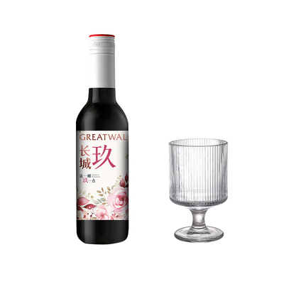 天猫U先 长城玖干红葡萄酒红酒小酒187ml迷你小支晚安干红送酒杯