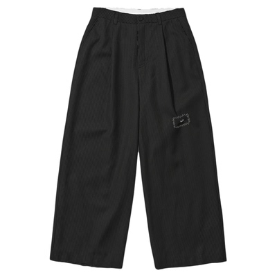 pacshop羊毛混纺条纹西裤刺绣