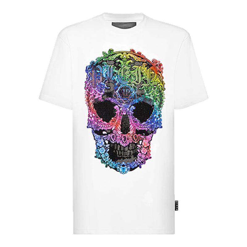 PHILIPP PLEIN 男士巴洛克风Skull圆领短袖T恤