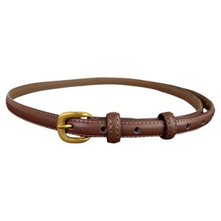 法式复古金色针扣女式腰带新款配饰收腰搭配连衣裙二层牛皮细皮带