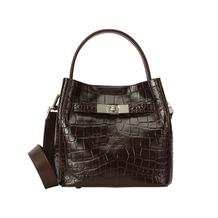 XIANLEER香蕾尔秋冬新款真皮鳄鱼纹菜篮子水桶包百搭单肩包斜跨包