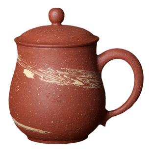 荣昌陶安陶纯手工粗陶美人杯四大名陶全手工带盖主人茶杯非紫砂杯