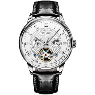 瑞士认证正品牌手表男机械表全自动真皮带镂空陀飞轮防水名款十大