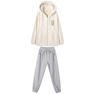 学院风少女羊羔毛绒外套大童秋冬季加厚套装新款初高中学生棉服女