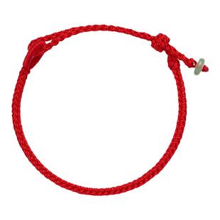 新款手工编织细款八股简约本命年好运红绳手链翡翠转运珠情侣手绳