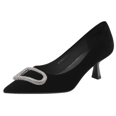 哈森气质尖头法式水钻高跟鞋宴会通勤浅口单鞋2026新款HWS260136