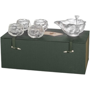 高端冰冻烧琉璃茶具套装家用轻奢高档白玉功夫茶杯盖碗礼盒装送礼