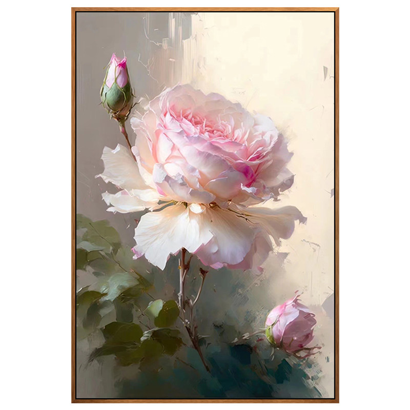 牡丹纯手绘简约现代花卉油画