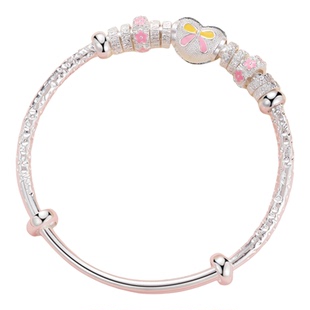 大童银手镯少女款儿童银镯子女童纯银实心款10岁12岁女孩生日礼物