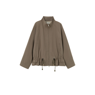 BALIANG捌梁〔陶径〕做旧立领抽绳串珠设计花苞廓形风衣夹克外套