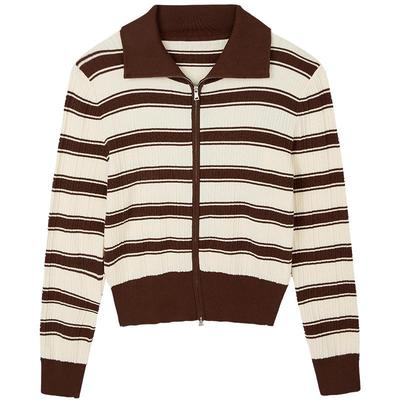 MOFAN摩凡春新款黑白条纹针织衫