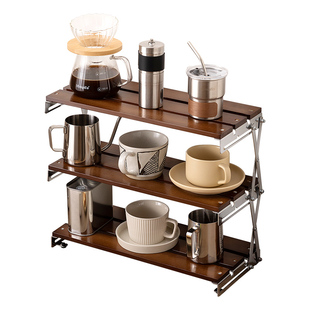 折叠杯架桌面杯子收纳置物架水杯咖啡杯马克茶杯台面展示架子轻奢