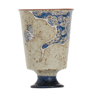 复古青花茶杯陶瓷闻香杯创意蓝牡丹个人专用品茗杯精致高脚杯茶盏