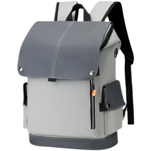 稻草人2025新款防水双肩包男士学生大容量电脑包时尚翻盖式商务包