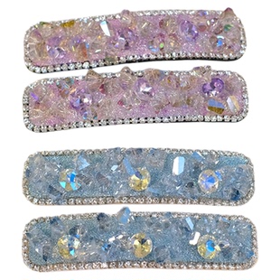 《碎钻银河》闪耀满钻夏天蓝紫水晶超仙气质bb夹刘海边夹发卡发饰