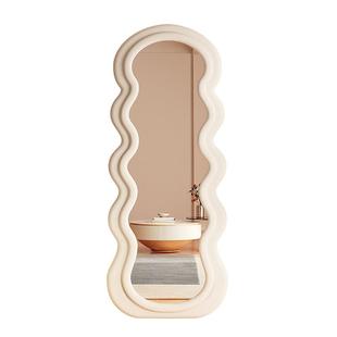 网红波浪全身镜落地镜ins风穿衣镜家用女生卧室试衣镜异形镜子