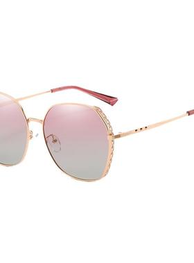 渐进浅色太阳镜女大脸方脸圆框