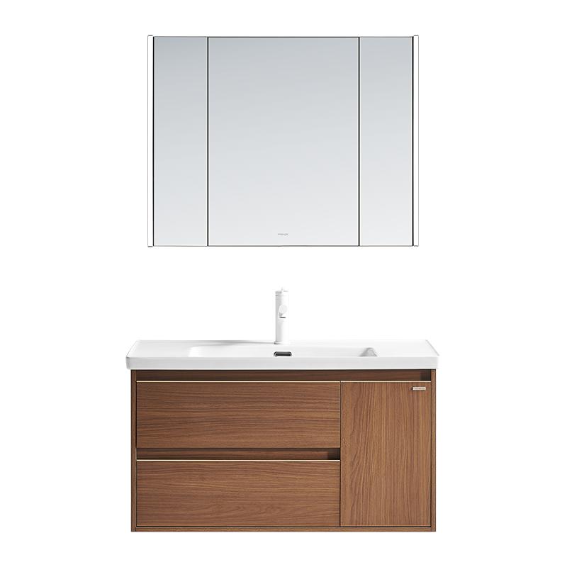 法恩莎中古风浴室洗手洗脸盆陶瓷一体盆感应美妆智能镜浴室柜组合