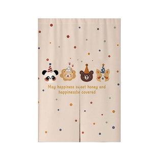 卡通门帘隔断帘卧室房间家用布帘免打孔厨房半截挂帘卫生间遮挡帘