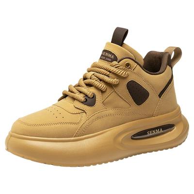 森马青少年小麦色男鞋2025新款秋季高帮运动板鞋男款厚底增高鞋子