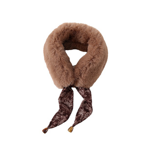 韩版仿毛皮草围脖冬季保暖长方形毛领巾男女通用保暖护颈围巾懒人