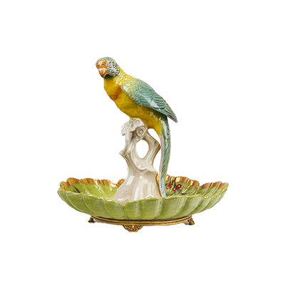 高档鹦鹉坚果干果糖果盘装饰摆件