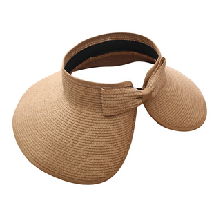 夏季草帽可折叠空顶防晒太阳帽便携户外遮阳帽大沿沙滩帽可折叠帽