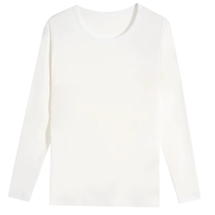 三枪打底衫男圆领V领纯白色纯棉保暖内衣贴身内搭70支秋衣棉毛衫