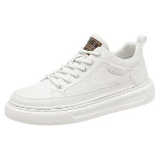 时尚休闲男鞋2026新款百搭轻便皮面英伦风高级感小白鞋男款鞋子潮