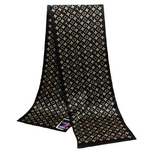 英伦气质领商务真丝围巾男士长款桑蚕式双层双面秋季冬保暖缎丝巾