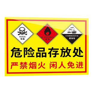 危险化学品储存柜标识牌危化品标识牌化学品周知卡危险品存放处指示牌实验室警示标识严禁烟火警告贴纸