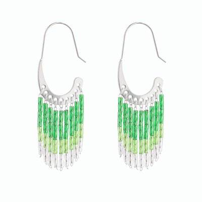 民族风绿色流苏耳环高级感气质