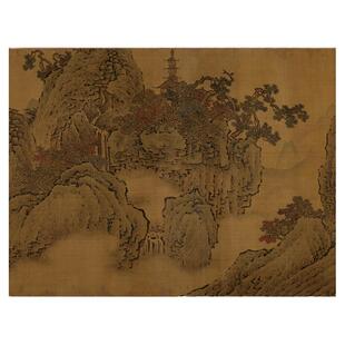 范宽烟岚秋晓图卷 真正1:1超清专业复制山水人物画古画临摹绢2020