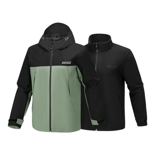 斯凯奇男款三合一抓绒防水透气连帽夹克运动外套 P425M136/035Z