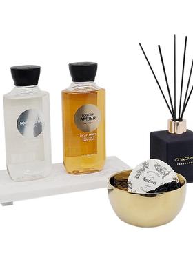 卫生间轻奢风摆件托盘组合香薰瓶