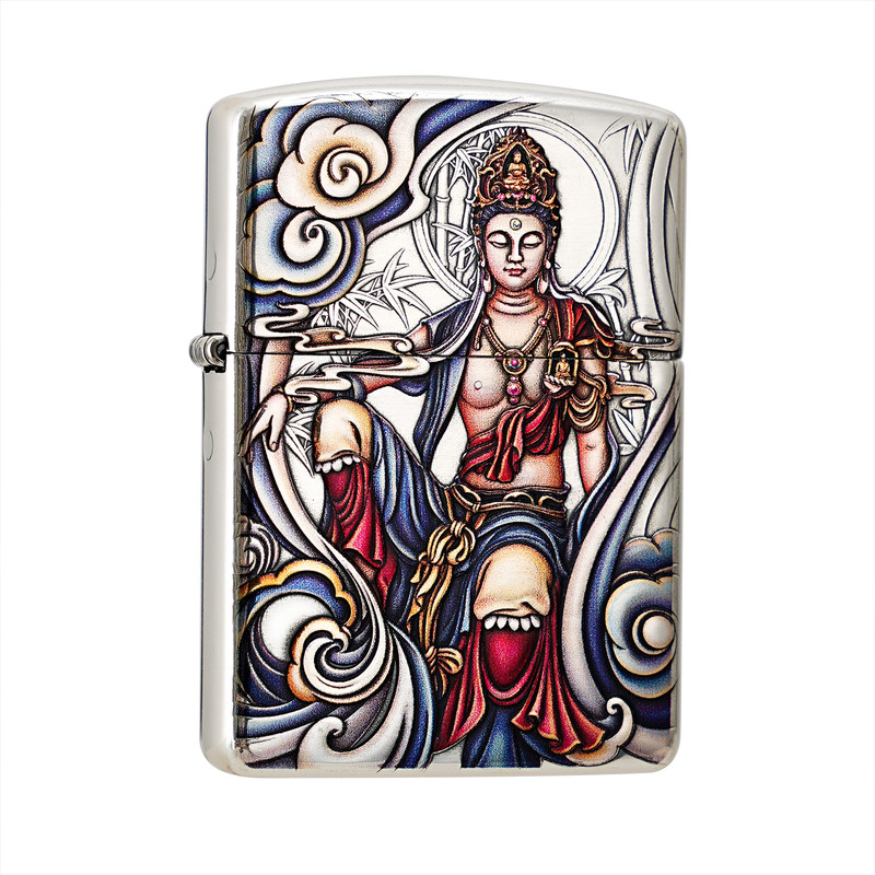 zippo浮雕水月观音专属礼盒套装
