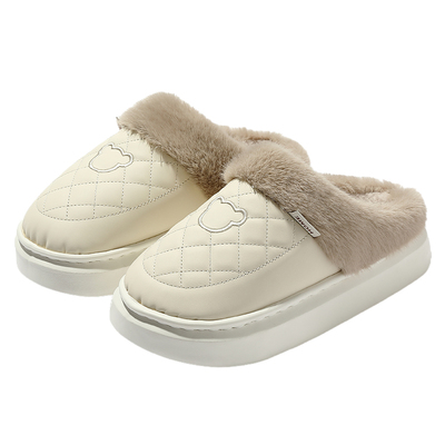 pu皮防水棉拖鞋女士冬季居家保暖