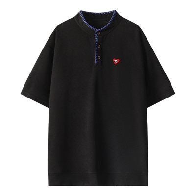 PLAYHEITY男女宽松亨利领短袖