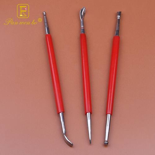 红棒不锈钢压痕笔3粘土件套泥塑陶艺工具软陶压痕泥现货工具批发