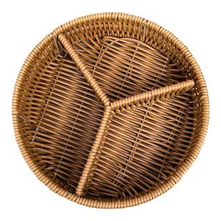 仿藤零食摆放盘干果分格盘水果坚果收纳筐新年瓜果篮日式风篮子