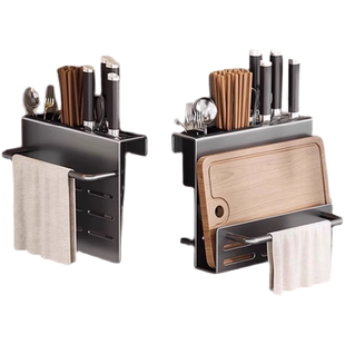 厨房刀具筷篓置物架菜板钻板架免打孔刀架筷子筒筷笼壁挂收纳架子