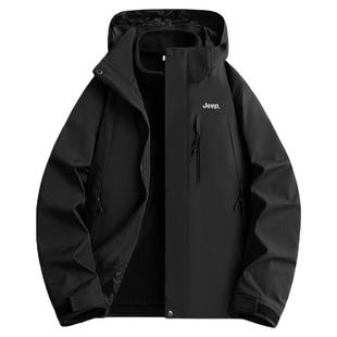 Jeep吉普三合一户外冲锋夹克男冬季情侣防泼水防风风衣外套登山服