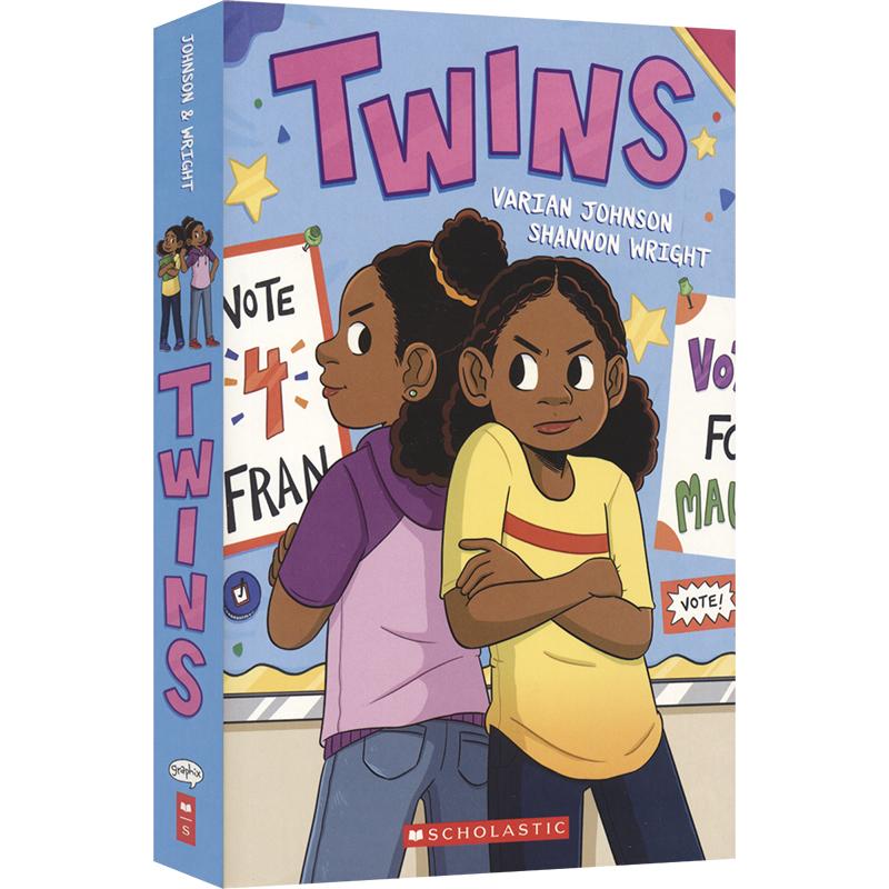 Scholastic Twins 学乐 双胞胎 儿童英语漫画桥梁书 非裔美国人的故事 青少年课外读物 幽默中学章节小说 英文原版进口图书