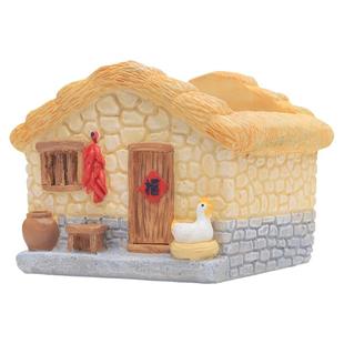 茅草木屋摆件花园搭配造景田园景观怀旧多肉植物个性装饰品小花盆