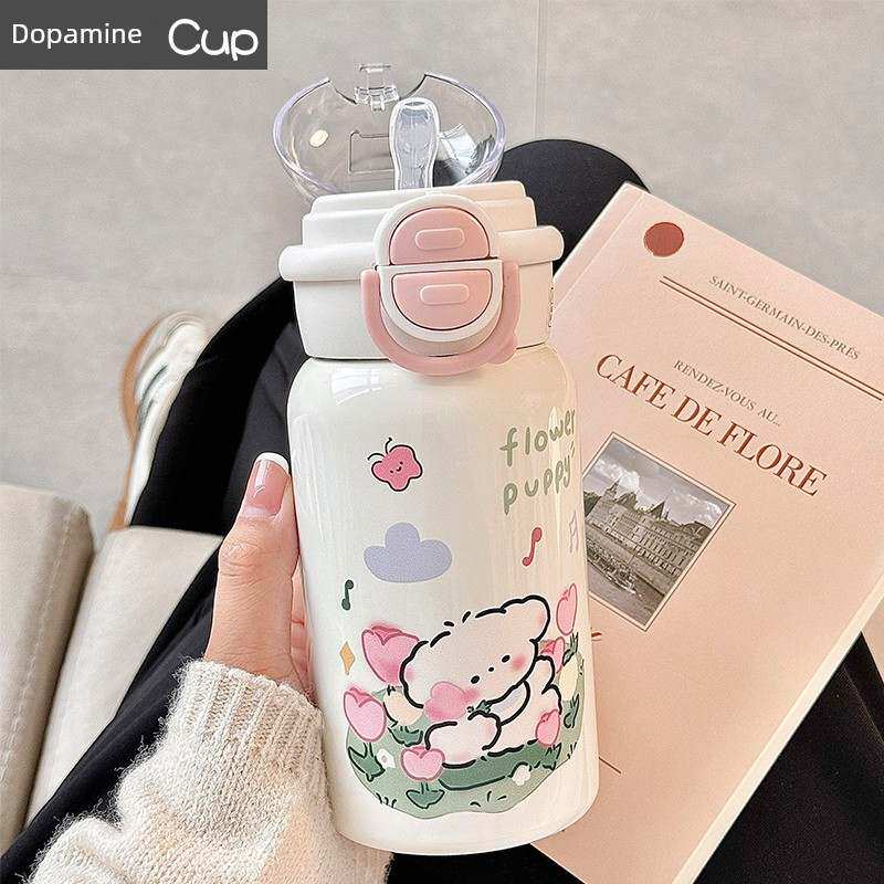 可爱2024新款保温杯女生大容量小巧便携不锈钢水杯高颜值吸管杯子